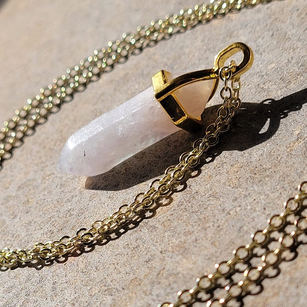 Quartz Pendant Gold Plated Necklace